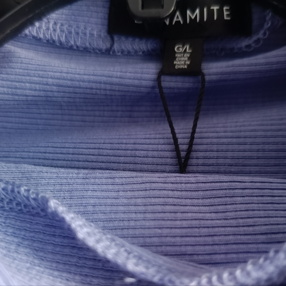 🟣L💜Dynamite Mock Neck Long Sleeves Ribbed Top in Violet / Lavender - Picture 10 of 13